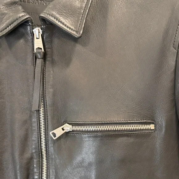 All Saints Black Perfect Leather Jacket - Picture 2 of 6